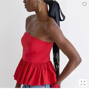 J. Crew Strapless taffeta peplum top in Red Plus Size 20 NWT